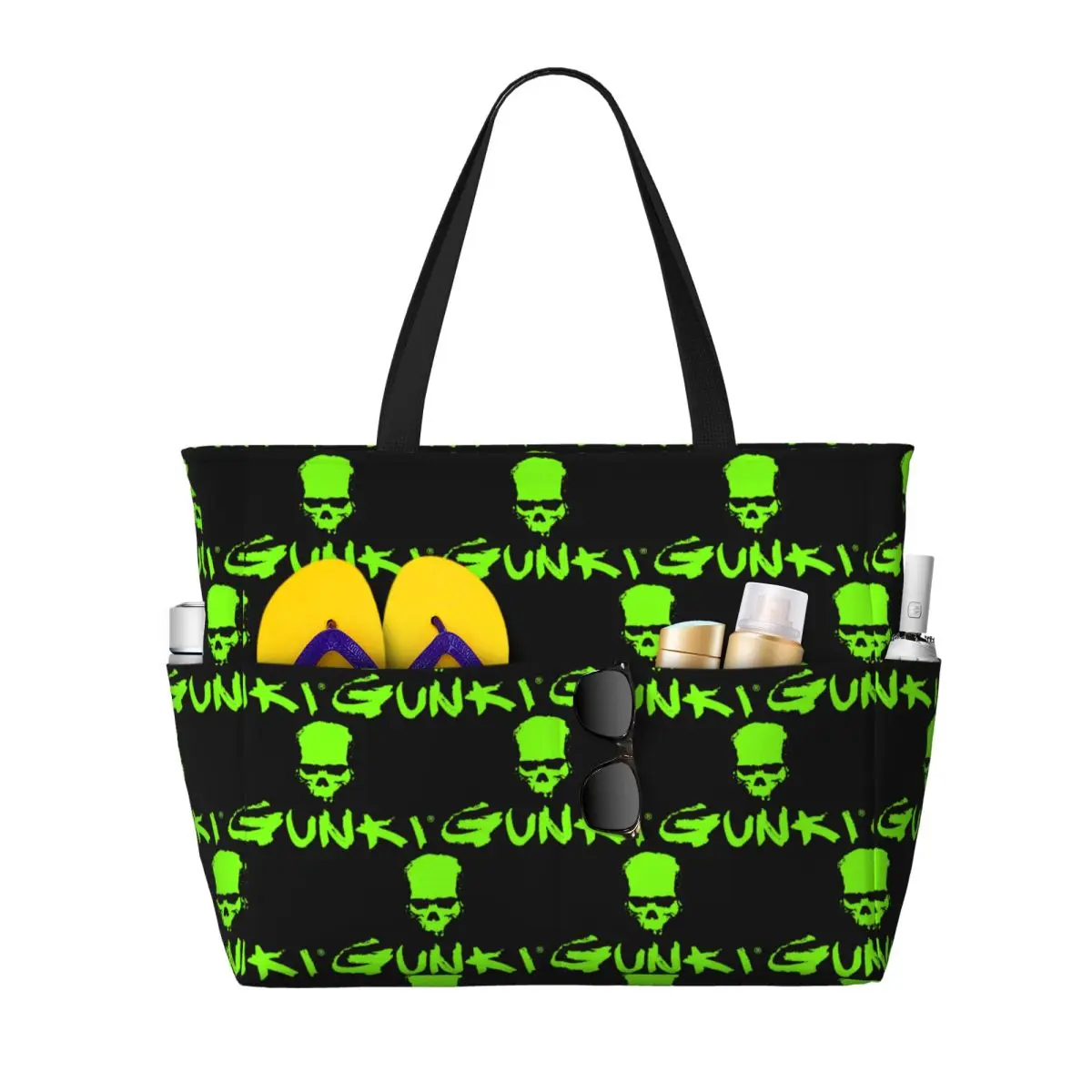 

Gunki Logo Angling Skull Fishing Gunki Beach Tote Bag Sport Gym Yoga Duffle Large Tote Bag Women Travel Bag Fitness bag