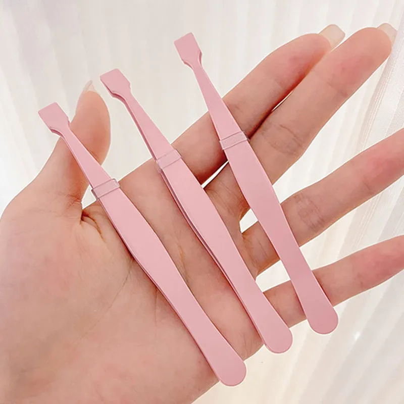 Pincettes à cils sans adhésif, pointe coudée, outil d'extension de cils, poignée professionnelle, qualité antidérapante pour cils inférieurs