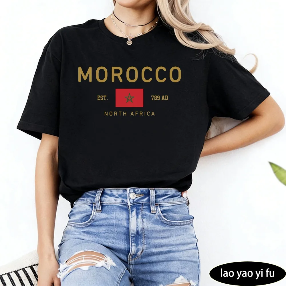 Morocco Shirt North Africa Tops Moroccan Flag Heritage Tee Unisex Maghreb Pride Gift Travel T Shirt Women Clothes