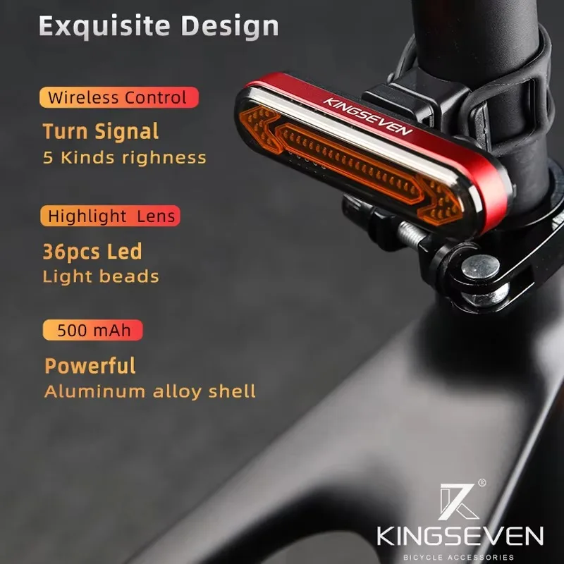 KINGSEVEN Bike Wireless Remote Turn Signal LED Lantern Lighting Bicycle Lamp Rear Lights Dela USB Rechargeable Warning Taillight