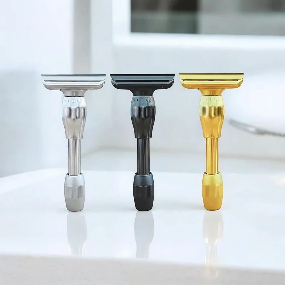 rzaclea19t-高品質のユニークなデザインの安全シェーバー-1-8-調整可能な鋭さの二重刃シェービングカミソリ-男性と女性用