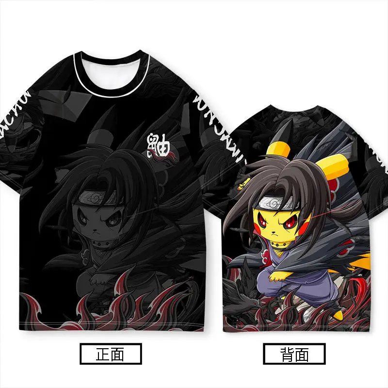 

Bandai 2026 Summer Naruto Anime Collaboration Pikachu Uchiha Itachi Naruto Quick Dry Breathable Comfortable Parent Child T-shirt