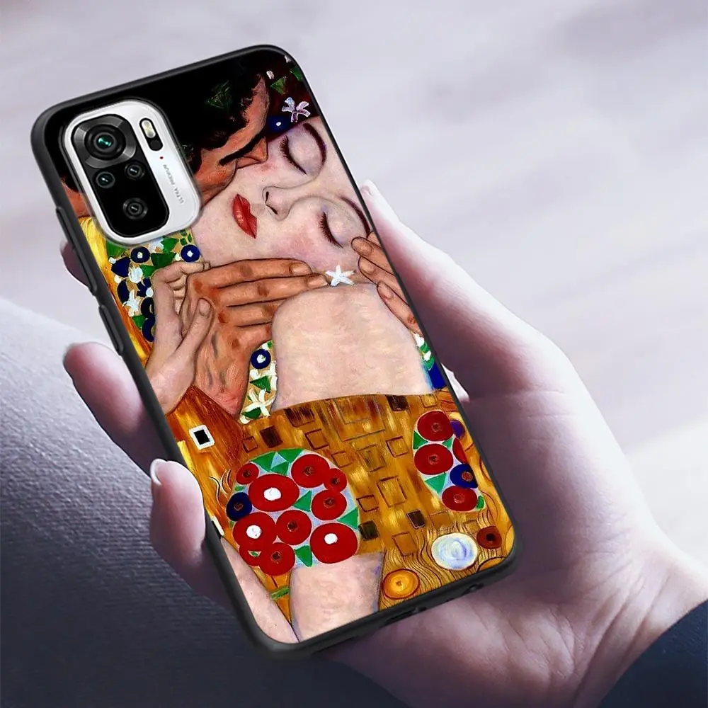 Custodia per Redmi Note 9 9S 9T 10 10S 11 11S 11T 8 8T 7 POCO M4 Pro Cover in Silicone Fundas Kiss by Gustav Klimt Golden Freya Tears