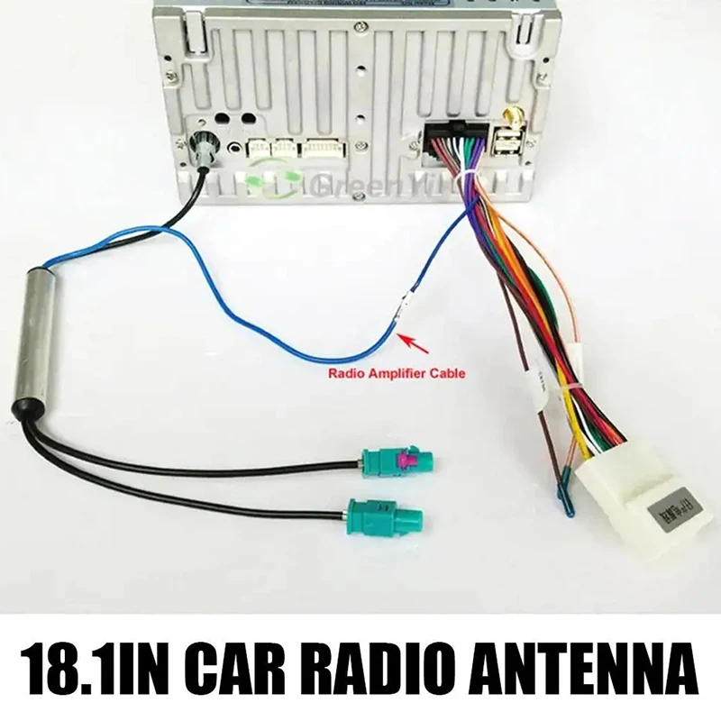 차량용 라디오 안테나 AM/FM 오디오 라디오 신호 증폭기, 듀얼-DIN RF 라디오 안테나, 공중 어댑터 케이블