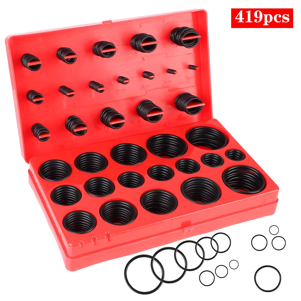 419PCS Buna-N Gasket Sealing Replacement O-Rings 32 Metric Sizes Universal Rubber O-Ring Assortment Kit