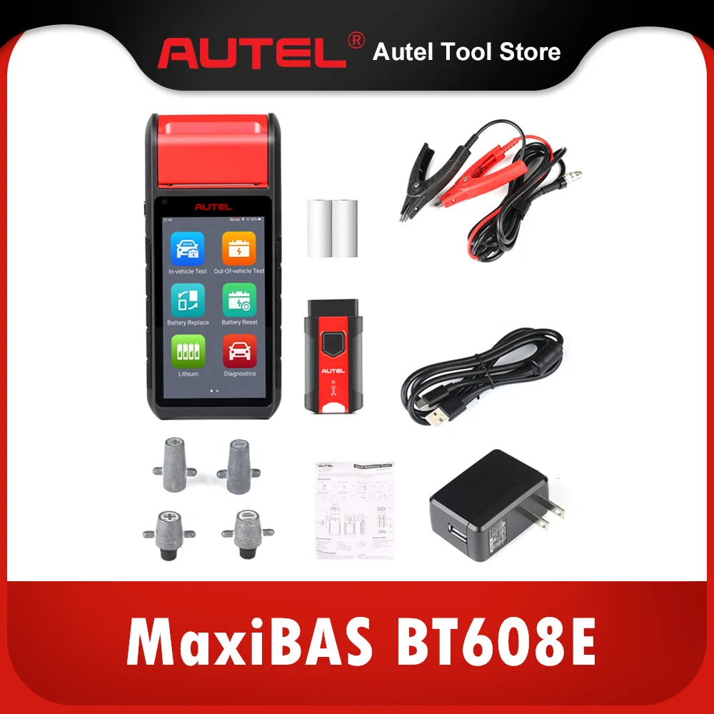 

Autel MaxiBAS BT608E OBD2 Scanner built-in Printer Touchscreen Battery Tester Electrical System Analyzer