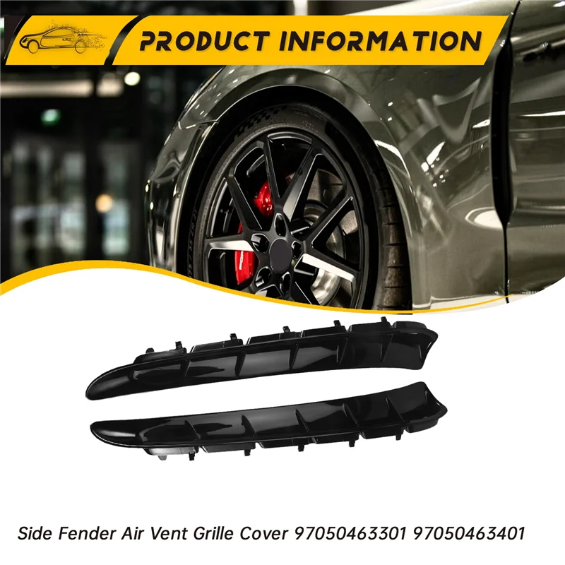

A33K-For Porsche Panamera 2010-2016 Black Side Fender Air Vent Grille Cover 97050463301 97050463401