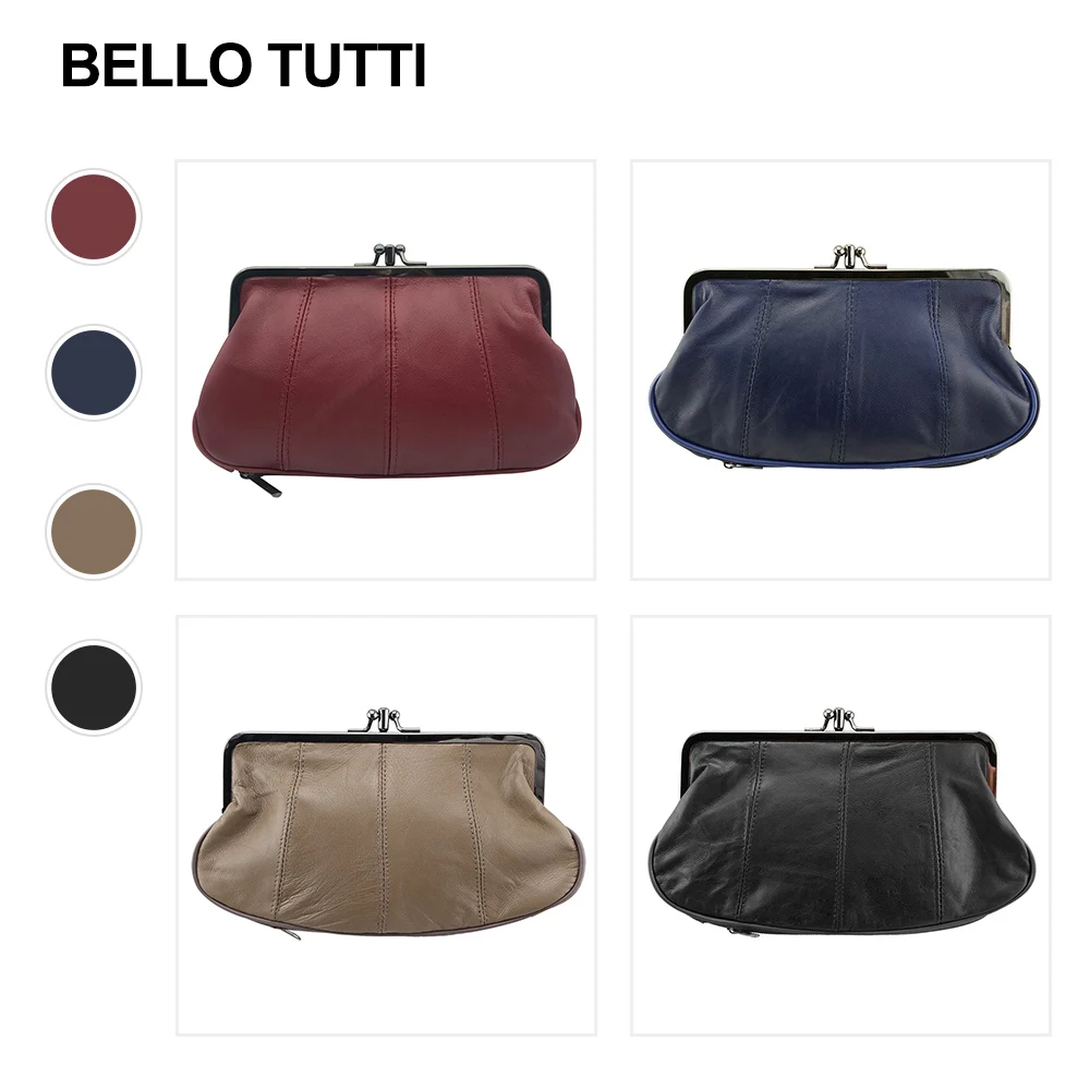 BELLO TUTTI 2023Genuine Leather Coin Purse Original Design Sheepskin Long Purse Card Holder Wallets Bag Women Girls Change Purse