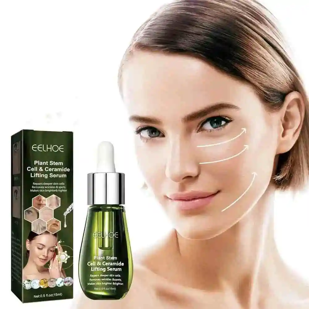 Face Serum Plant Stem Cell & Ceramide Lifting Natural Skin Lightening Essence Repair Damaged Skin Reduce Fine Lines & Wrinkles