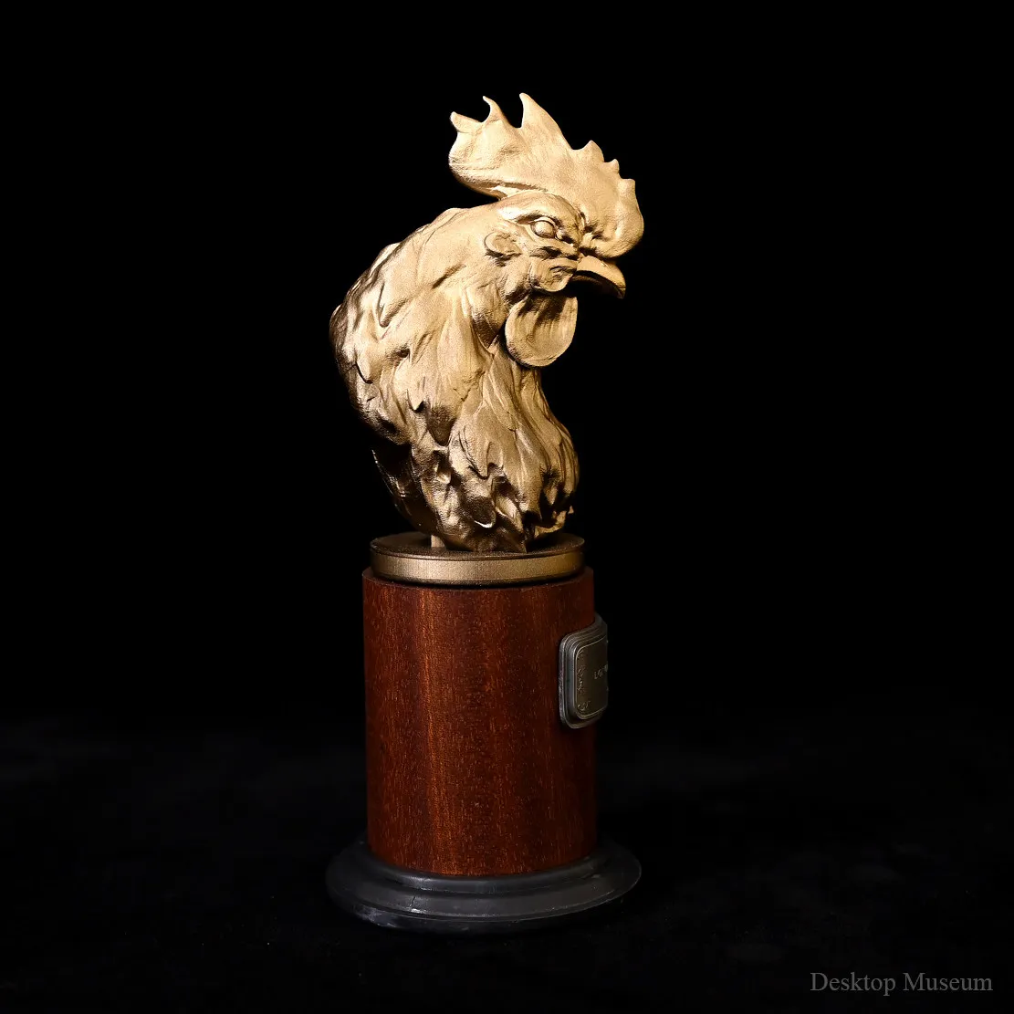 Golden Rooster Head Bust 170mm Hand-Painted Resin Statue Zodiac Desk Decor