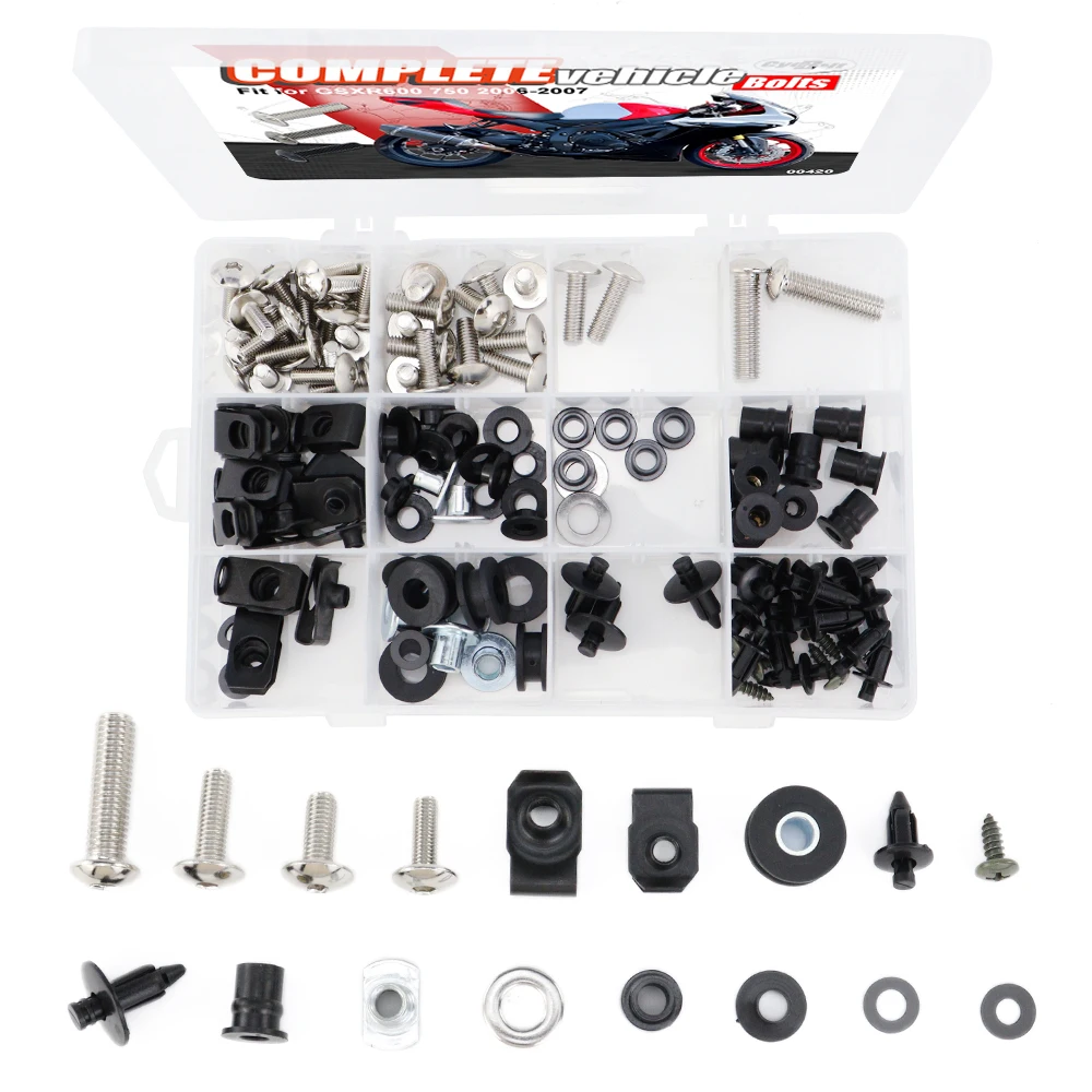 

Motorcycle Complete Full Fairing Bolts Kit Fit For Suzuki GSXR600 GSXR750 2006 2007 GSXR 600 Fairing CIips Nuts Screws Grommets