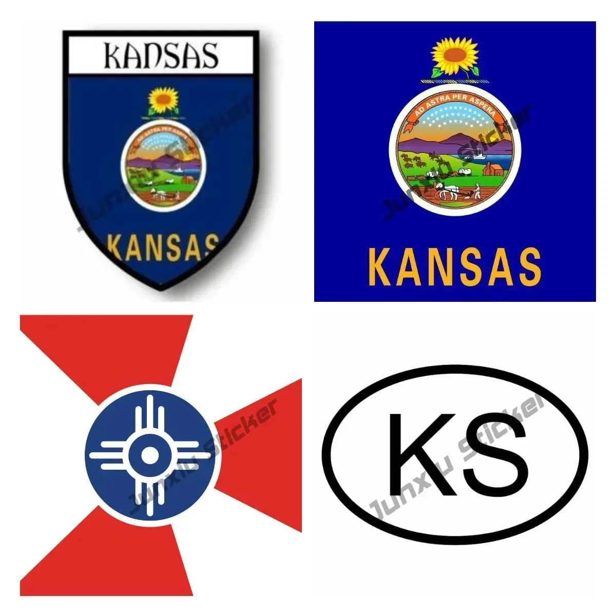 

Creative Kansas Stickers Decal Wichita Flag Vinyl Decal Bumper Sticker for Car Truck Van Laptop Window Car Decor Car Accessories