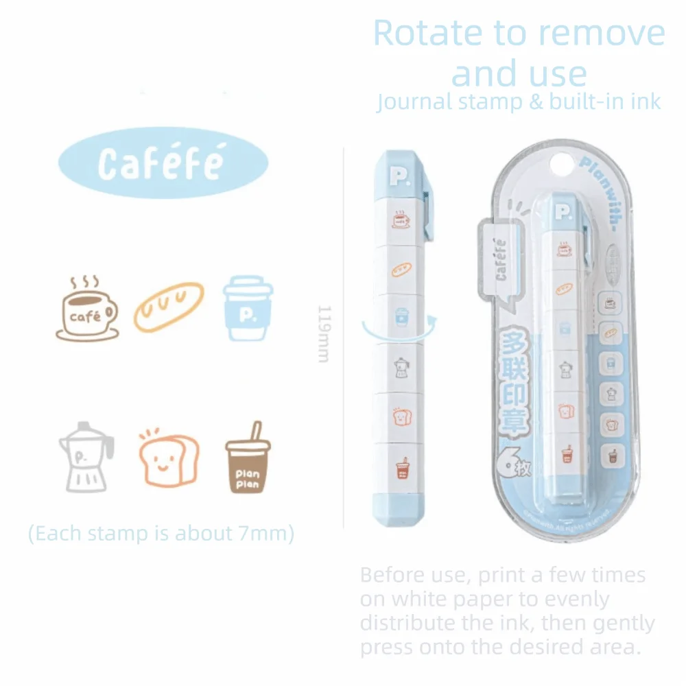 

New Detachable Arrival Cute To Do List Journal Stamp Multi-Head Portable Seal Pen Diary Seal for Scrapbook Journal