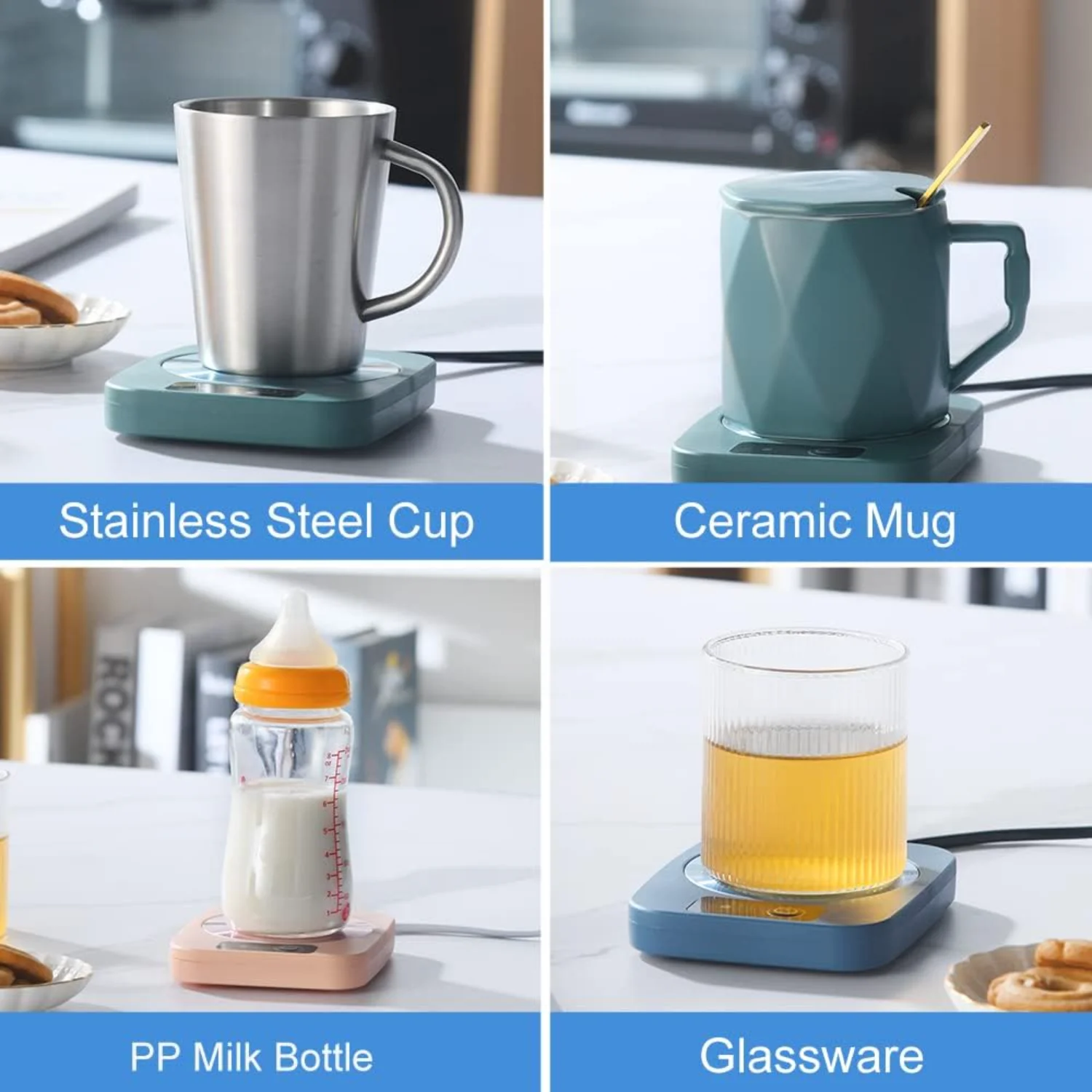 كوب القهوة لتدفئة كوب القهوة والشاي والكاكاو والحليب والطعام والفواكه، لوحة معدنية من الألومنيوم، آمنة وموثوقة، (4 × 5 بوصة)