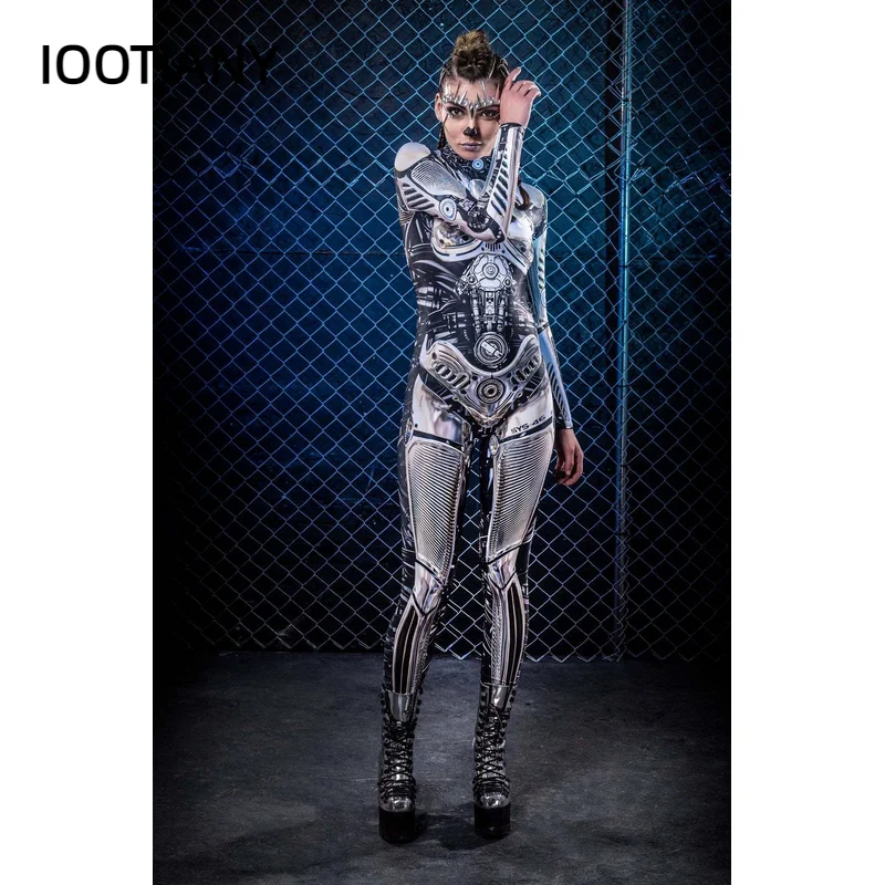 Ladies Snake Pattern Skeleton Rose Punk 3D Jumpsuit Catsuit Sexy Women Cosplay Costumes Zentai Female Halloween Party Bodysuit