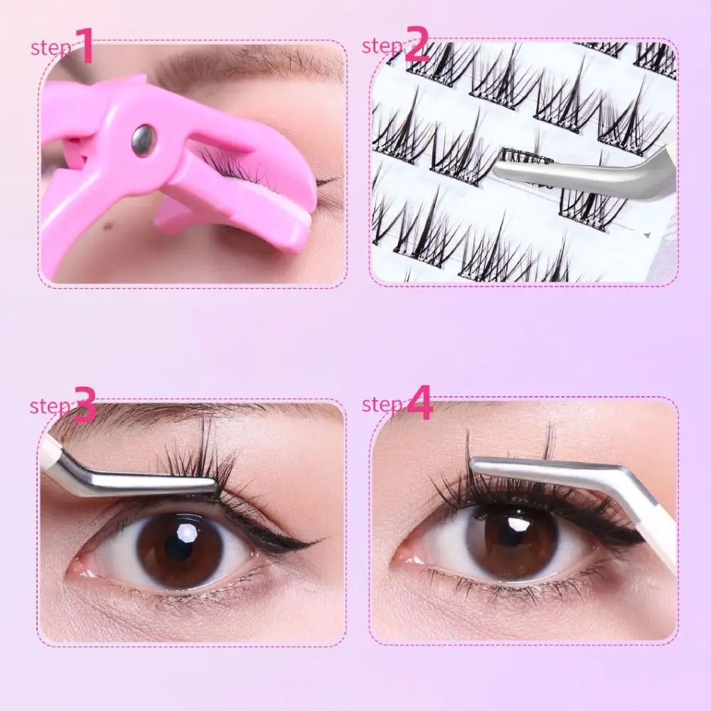 

5D Glue-Free Fake Lashes Soft DIY Self-adhesive False Eyelashes Makeup Resuable Segmented Eyelashes Bundles Ladies Girls