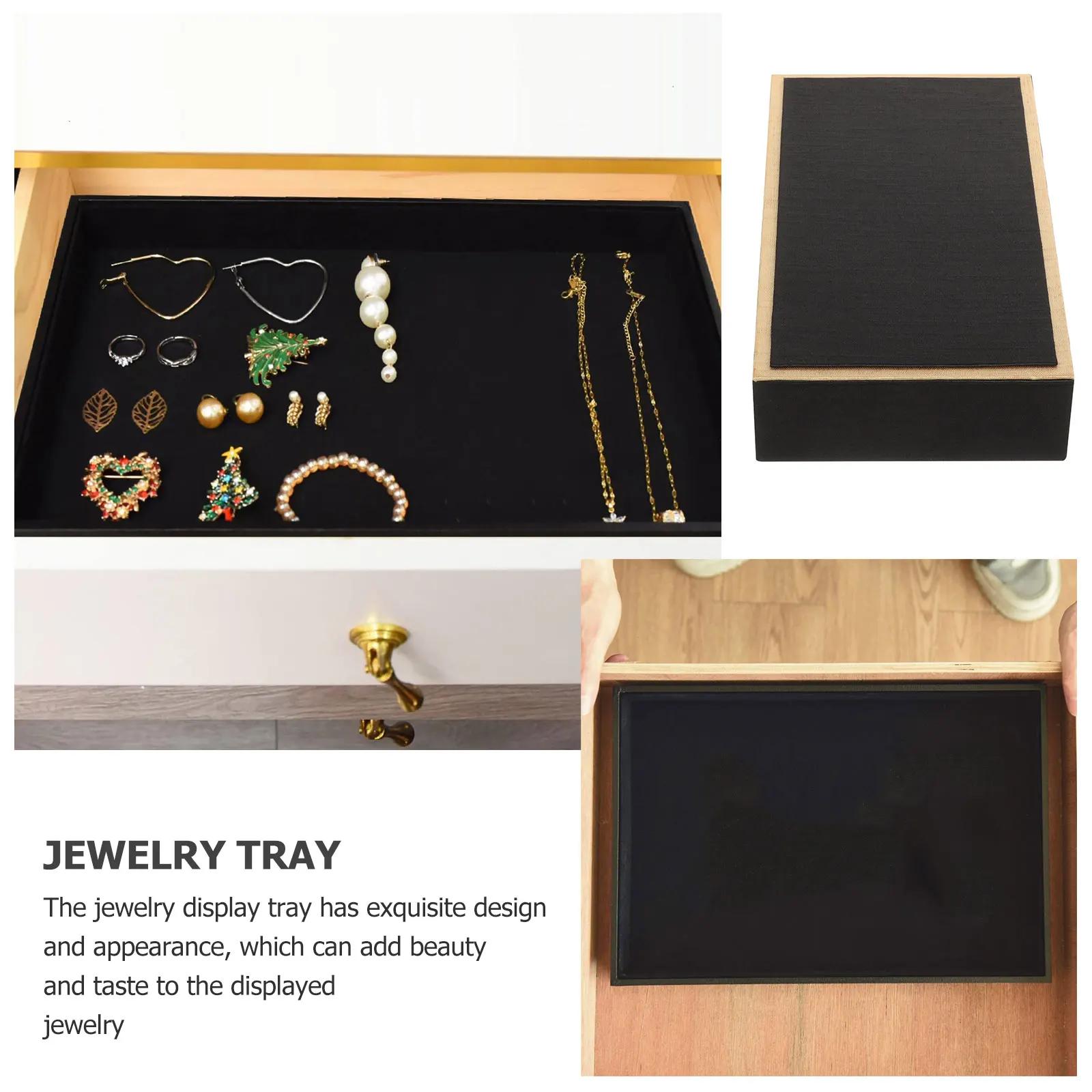 

Pallet Black Tai Silk Increased Board Jewelry Tray Display Clean Dust Resistant Dressing Table Store