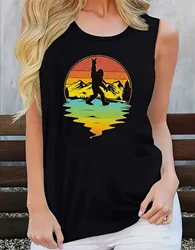 Plus Size Women Graphic Vest Printed Loose Round Neck Summer Sleeveless Clothes Street Oversize Tank Tops for Women 3XL 4XL 5XL