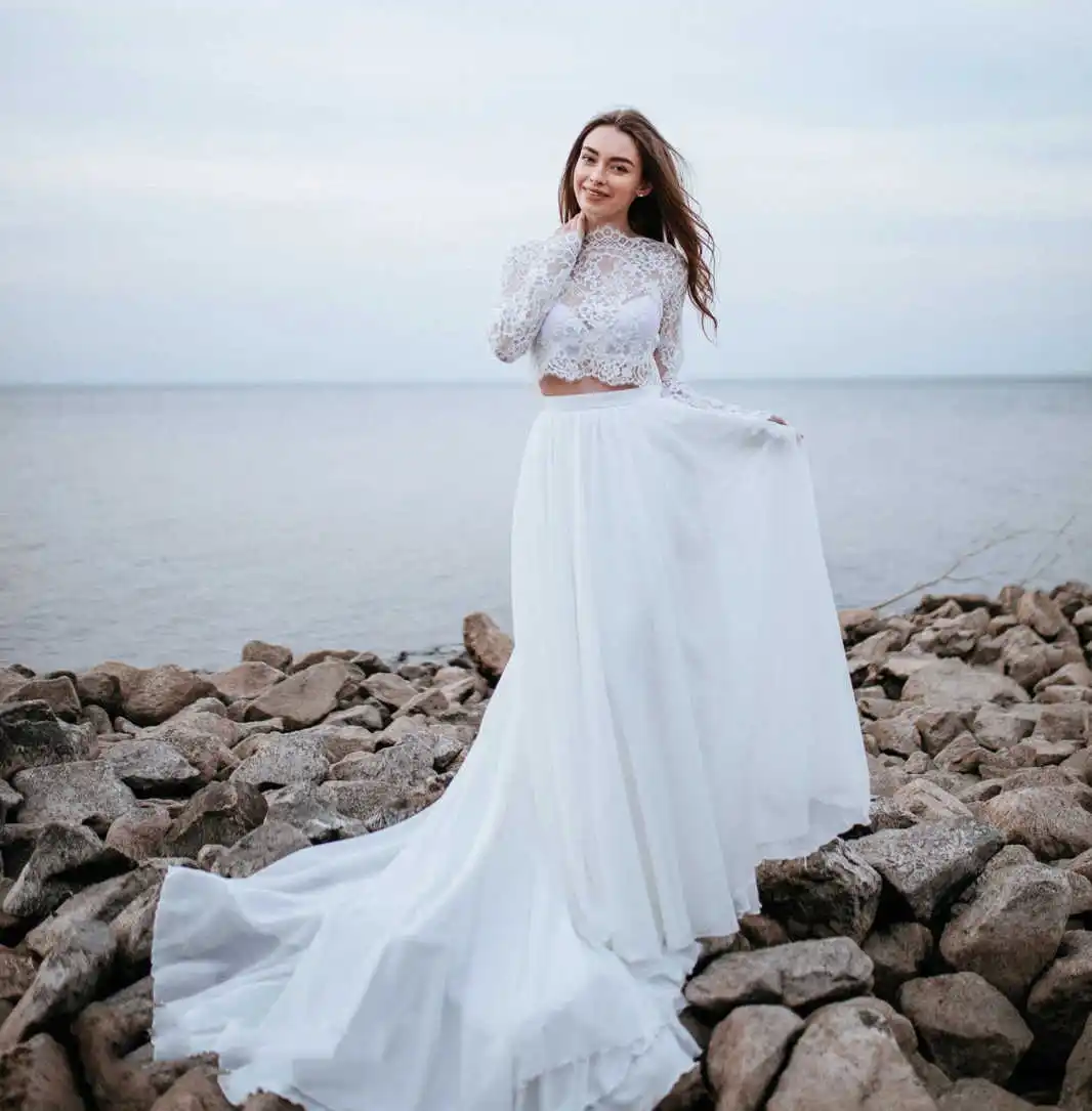 

Romantic Lace Bridal Jacket Formal Wedding Bridal Accessory Long-Sleeve High-Neck Cropped Cover Up Button Back Customized
