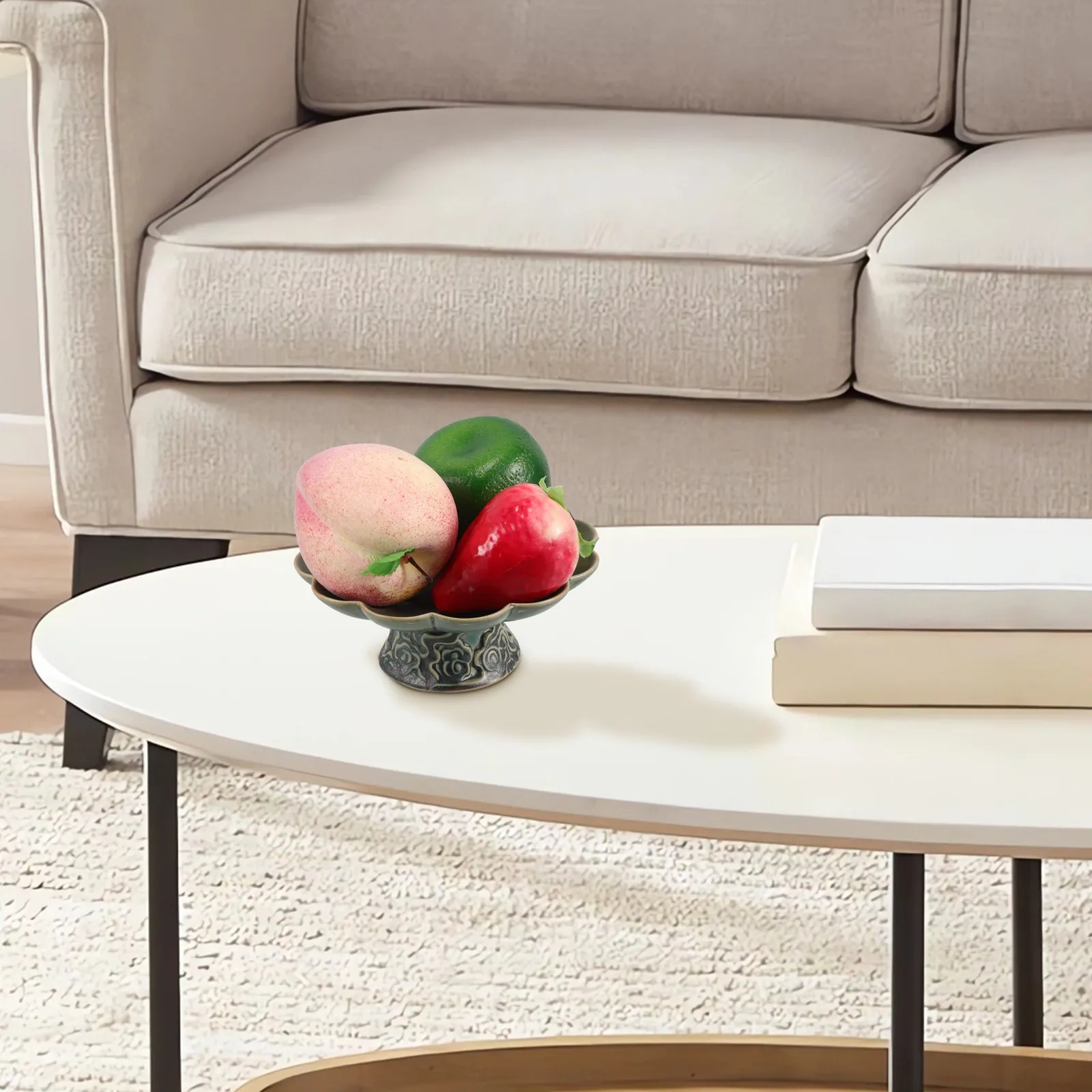 Ceramic Candy Bowl with Footed Base – Creative Fruit Plate, Decorative Table Centerpiece for Office or Entryway