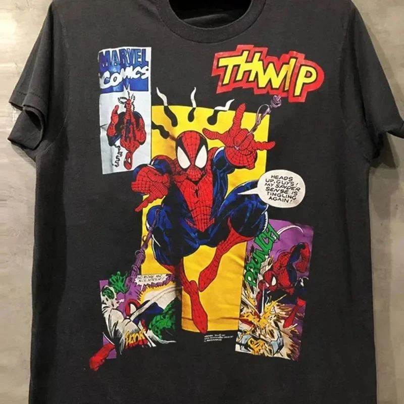 

New Spider Man Classic Marvel Short Sleeve T-shirt Cotton Vintage Short Sleeve Trendy Men Women T Shirt Tees Summer Colthing