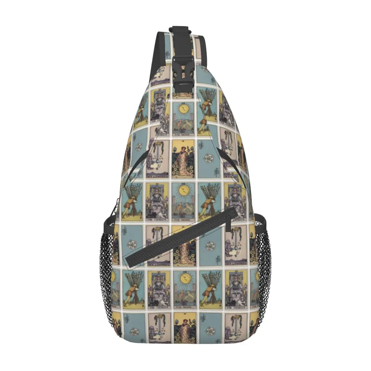 Okultystyczna karta tarota torba typu Crossbody Sling Bag wydrukowana torba na klatkę piersiowa plecak plecak na ramię czarownic na piesze wycieczki sportowe