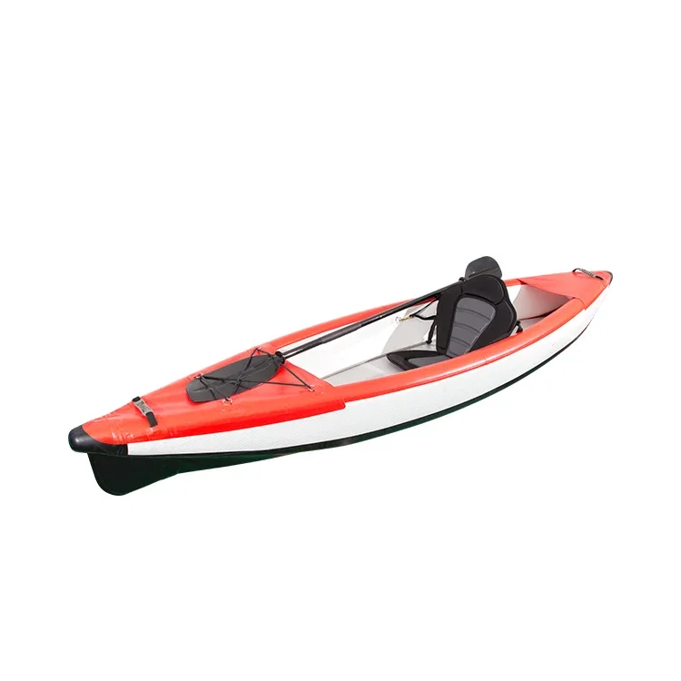 

2023 New Fashion Single Seat Kayak Inflatable Kayak With Peddle Portable Light Weight Canoe Rowing Fishing Customized Logo
