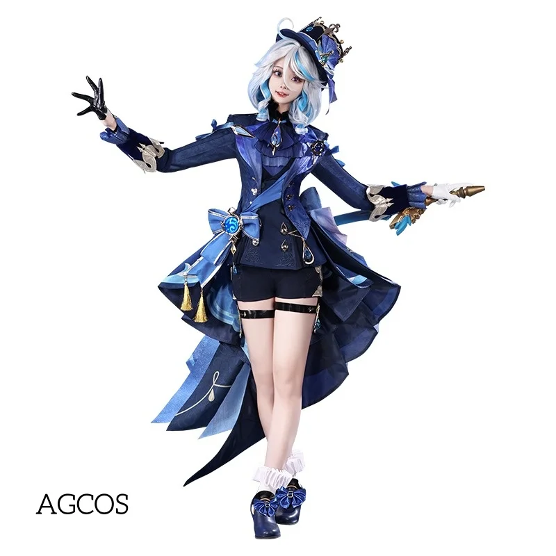 

AGCOS Game Genshin Impact Furina White And Black Cosplay Costume Female Christmas Outfits Focalors Costumes Cosplay