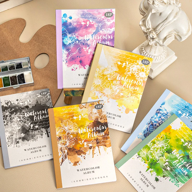 6 стилей, 18 шт./пакет, серия акварельных книг, наклейка, книга, креативный материал, украшение, сделай сам, скрапбук, фоторамка, очки
