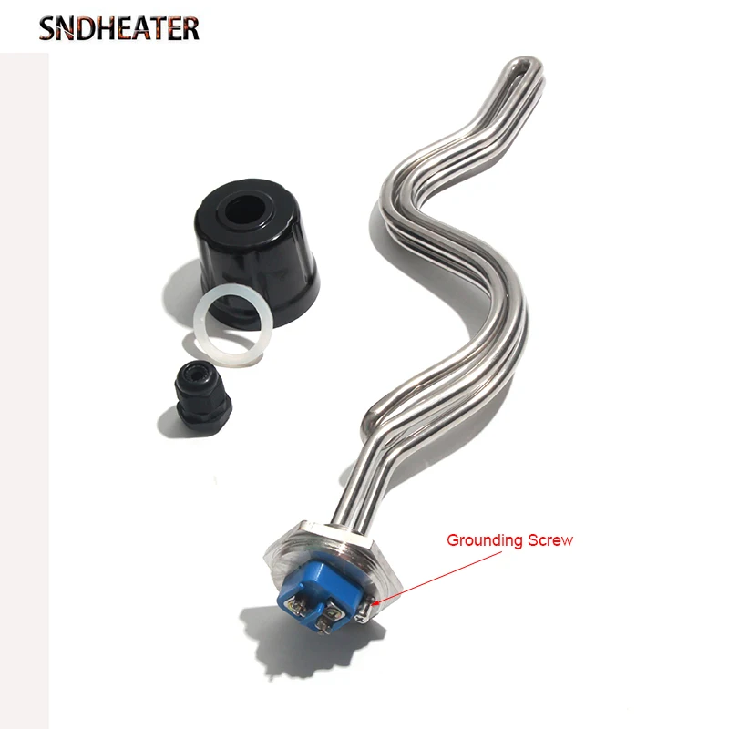 SNDHEATER 120V 240V DN25 1inch BSP/NPT Immersion Water Heater 2 Clamps with Grounding Screw Brewage Equipment 4.5KW 5.5KW 6.5KW