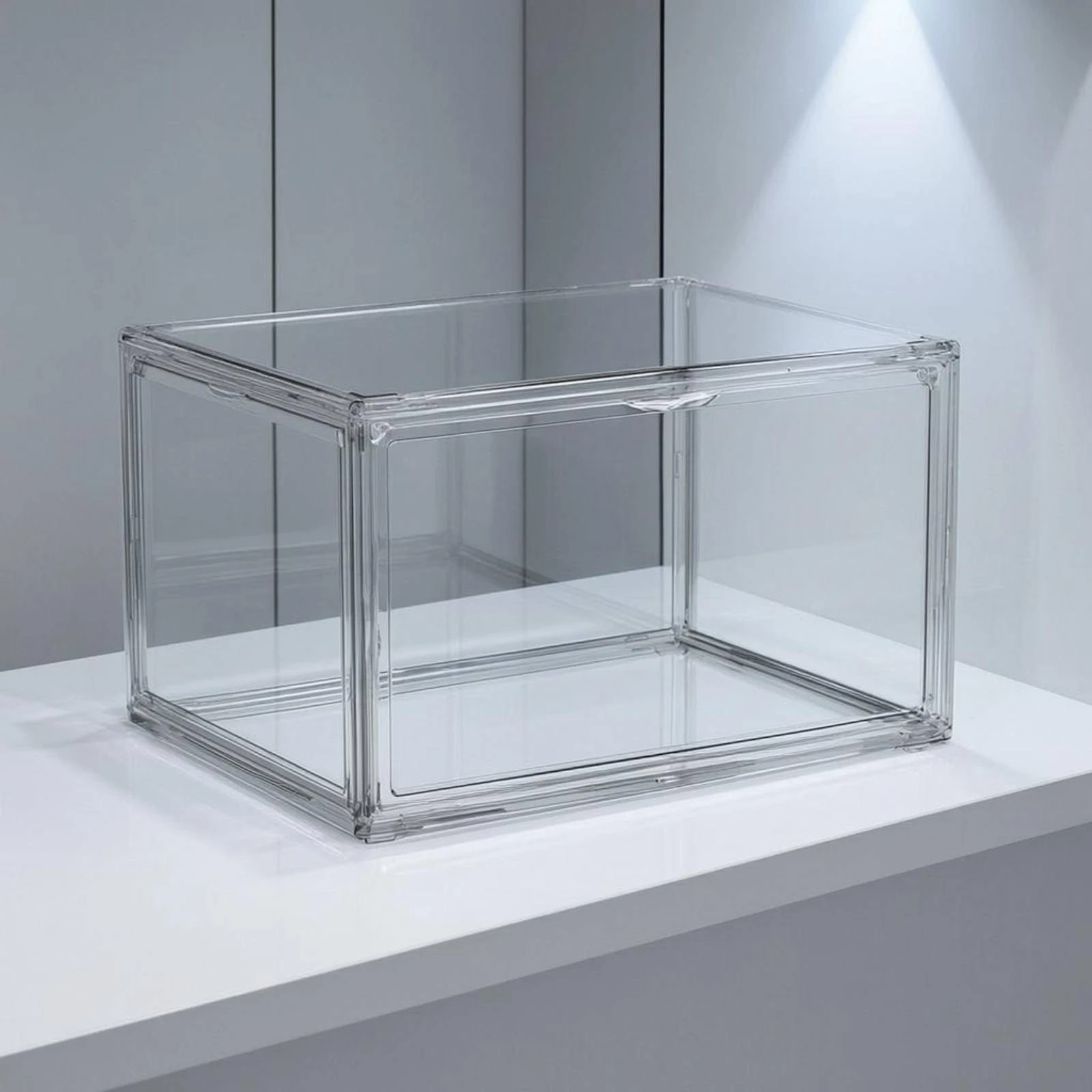 Clear Shoe Organizer Rigid Plastic Stackable Shoe Display Box Lisse Finition Storage for Entryway Closet view 3