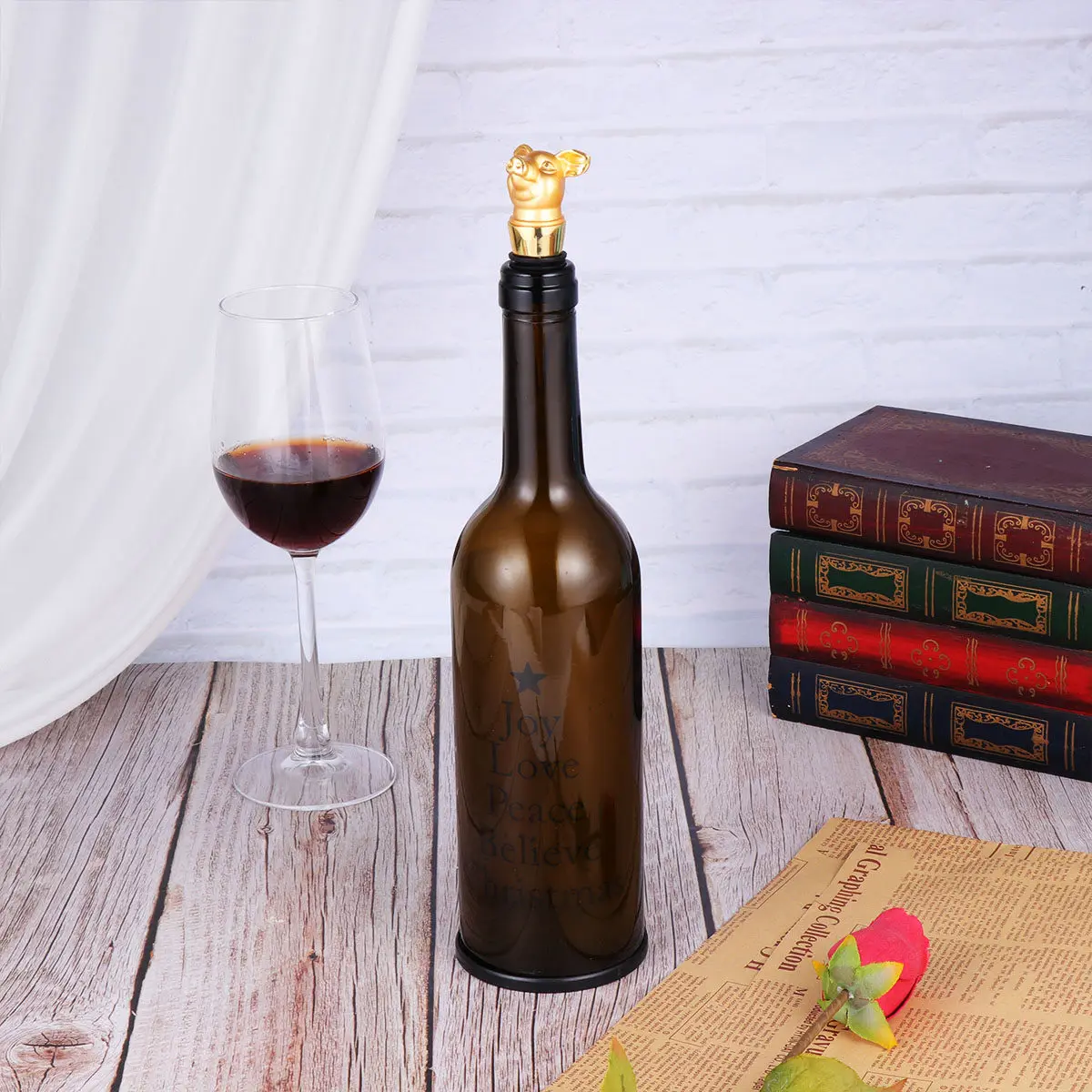 1Pcs Pig-Shaped Alloy Wine Stopper Food-Grade Airtight Seal for Red Wine Beer Vinegar Bottles Party Bar Restaurant Home Use