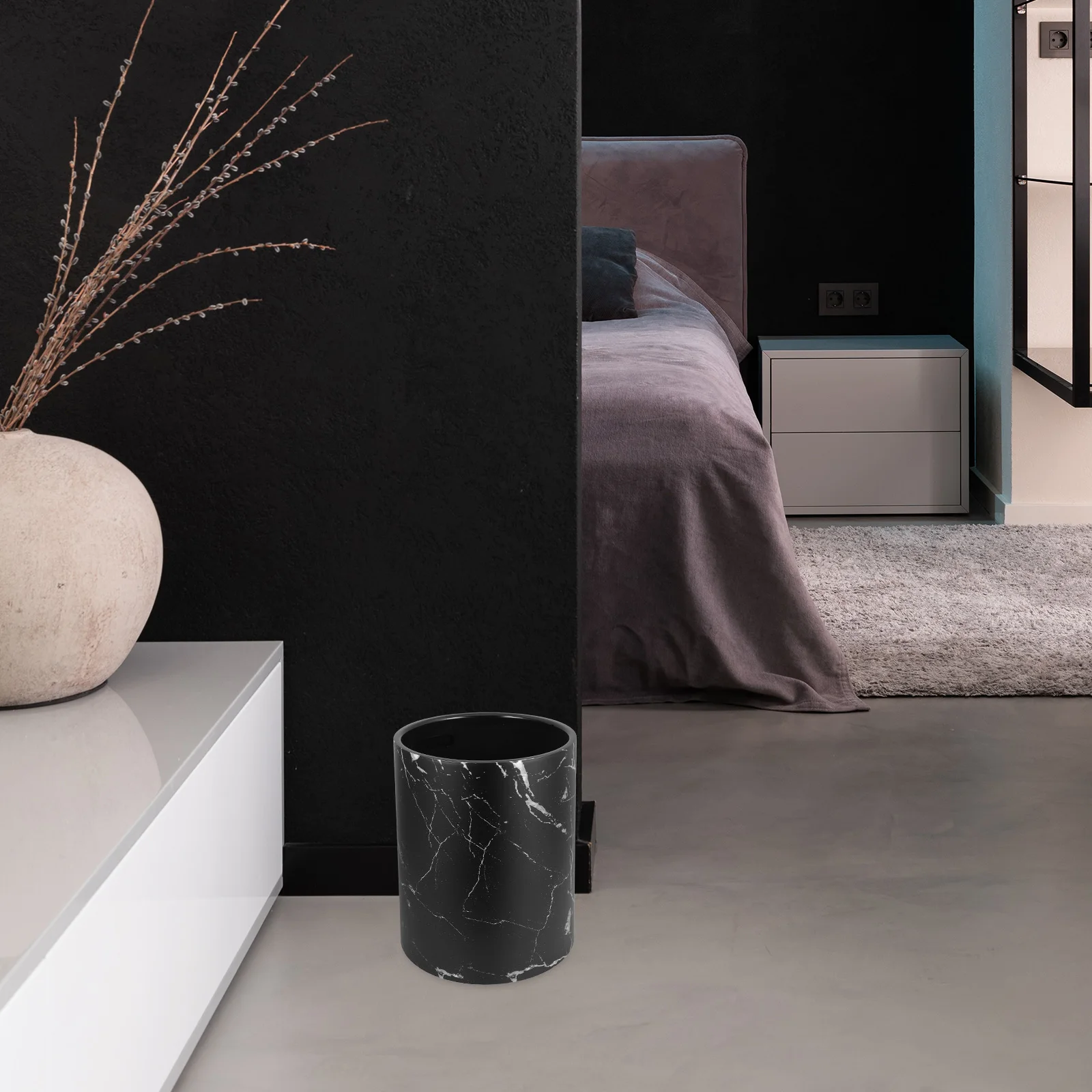

Marble Texture Trash Can Round Large Capacity Wastebasket For Home Bathroom Kitchen Living Room Marble Garbage Bin Waste