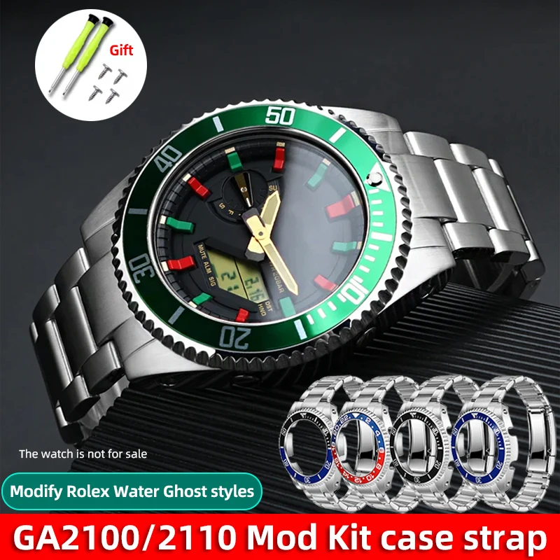 GA2100 Stainless steel Case & Band mod kit Rolex Water Ghost Style For G-SHOCK Casio GA-2100 2110 B2100 men's watch accessories