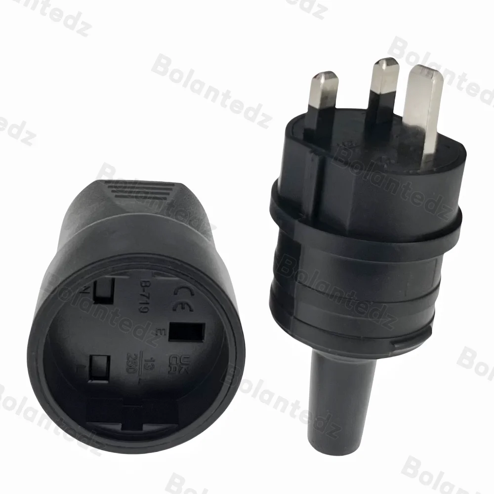 Bolantedz 250V13A IP44 Waterproof Male Female Assembly Receptacle Connector UK Power Cord Wired Cable British Type G Plug Socket