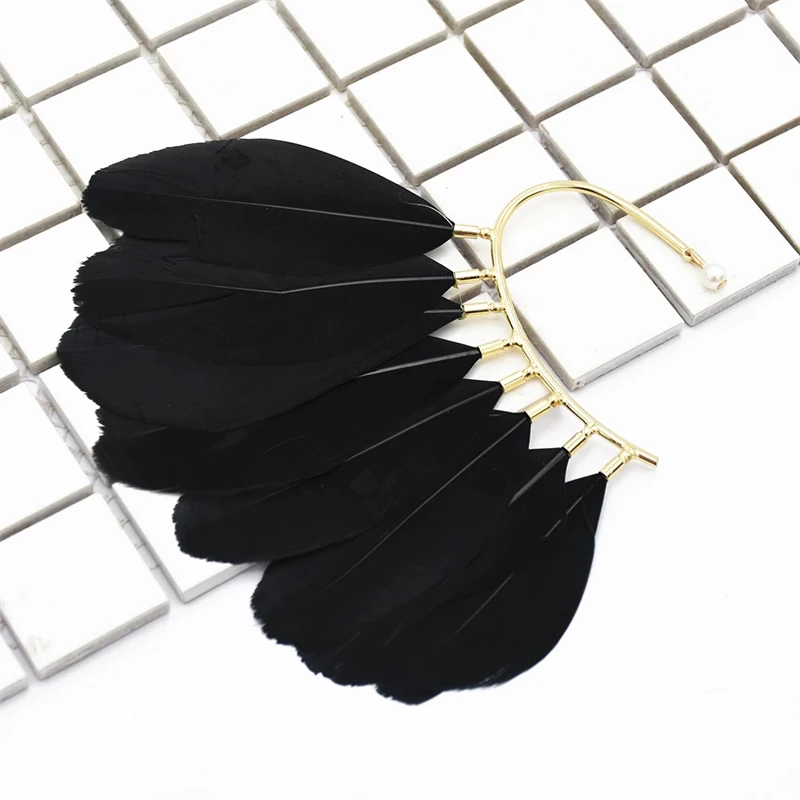 African Feather Ear Clips Personality Tricolor Non Pierced Earrings Fashion Men/Women Festive Party Jewelry Gift Wholesale