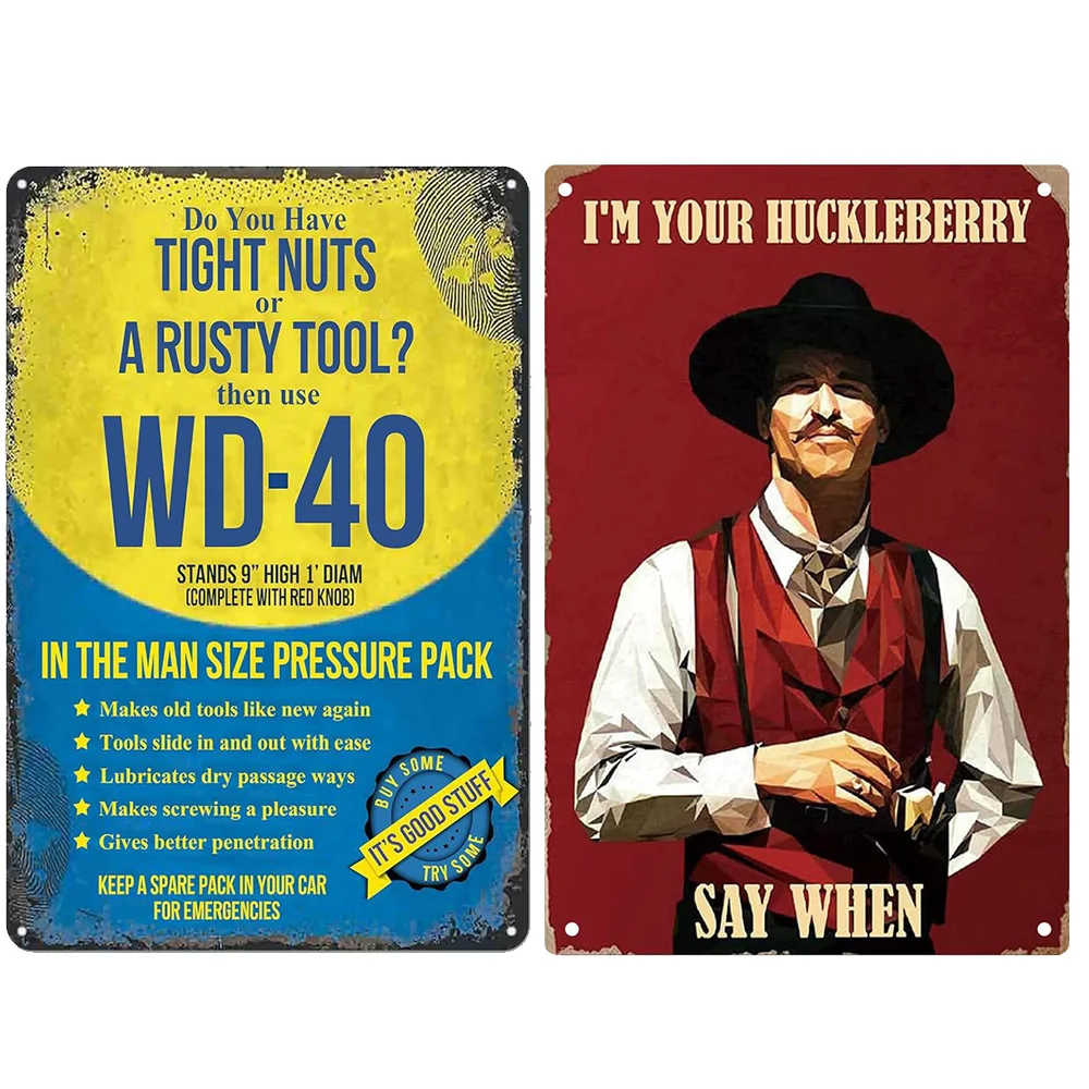 

1pc Man Cave Funny Metal Tin Sign Cafe Kitchen Outdoor Indoor Wall Decor Vintage Movie Posters Western Retro Wall Art Tin Signs
