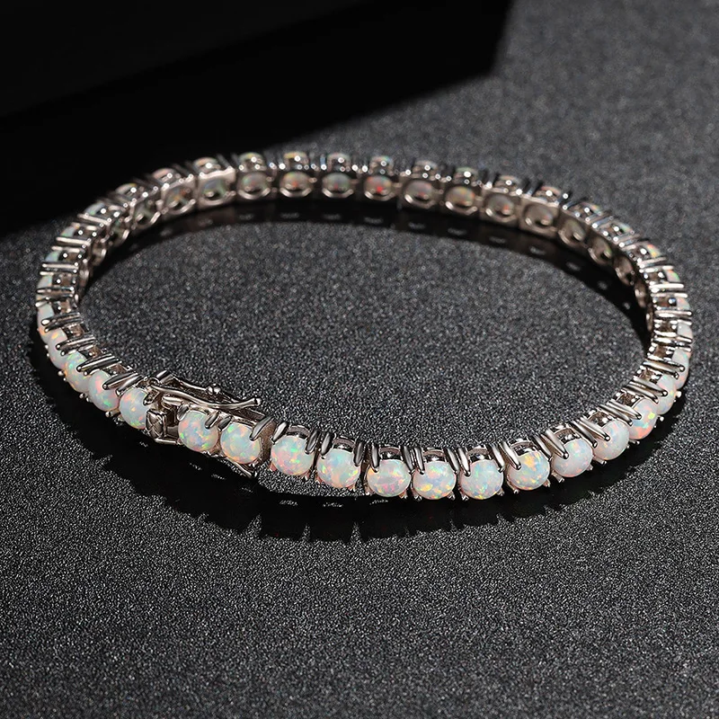 

Viora Jewelry Luxury Solid Platinum PT950 White Blue Moissanite Bracelet Women's Full Diamond Bracelet