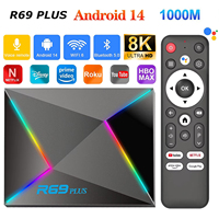 R69 Plus Smart TV Box Android 14 Ultra HD 8K 1000M Allwinner H728 Octa Core Support Netflix TV BOX Android14  WIFI6 Set Top Box
