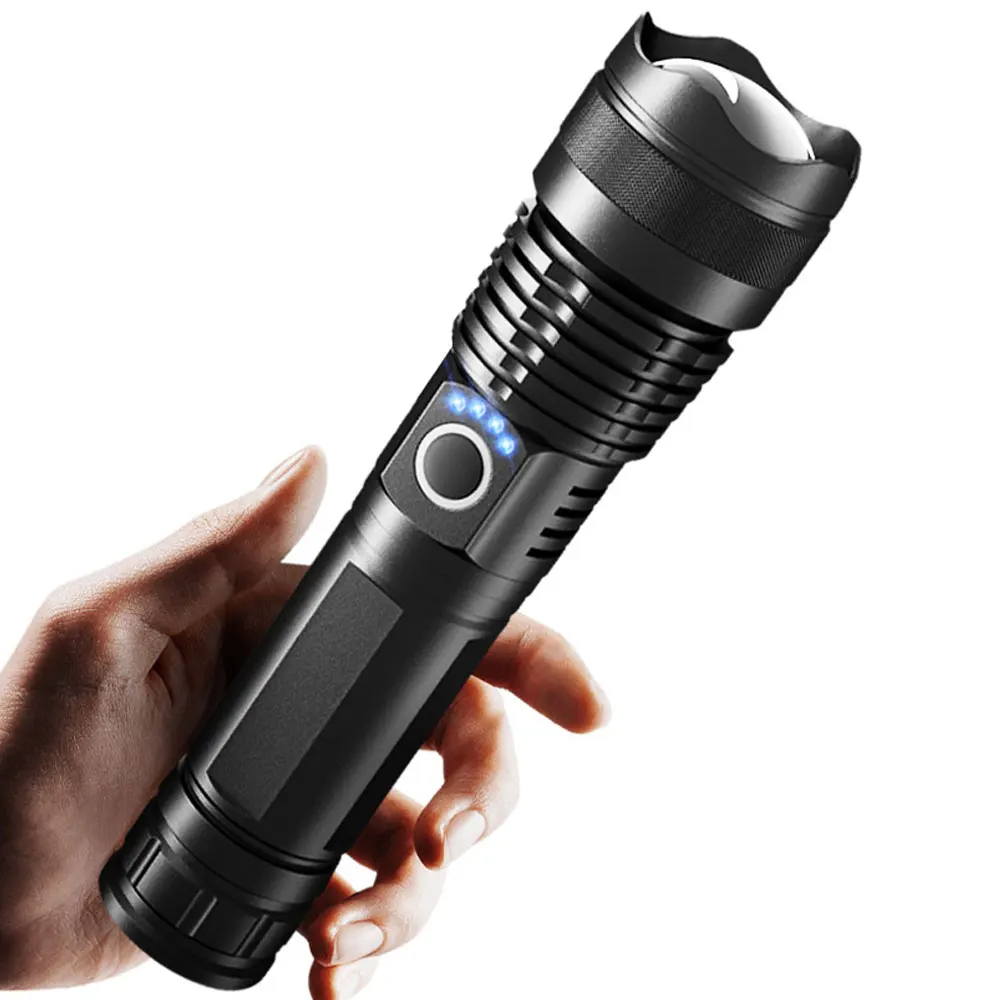 

Led Flashlight Zoomable Usb Rechargeable Super Bright (With 1865 Battery)Tactical Torch Light Zoom Led Torch Light Torchlight