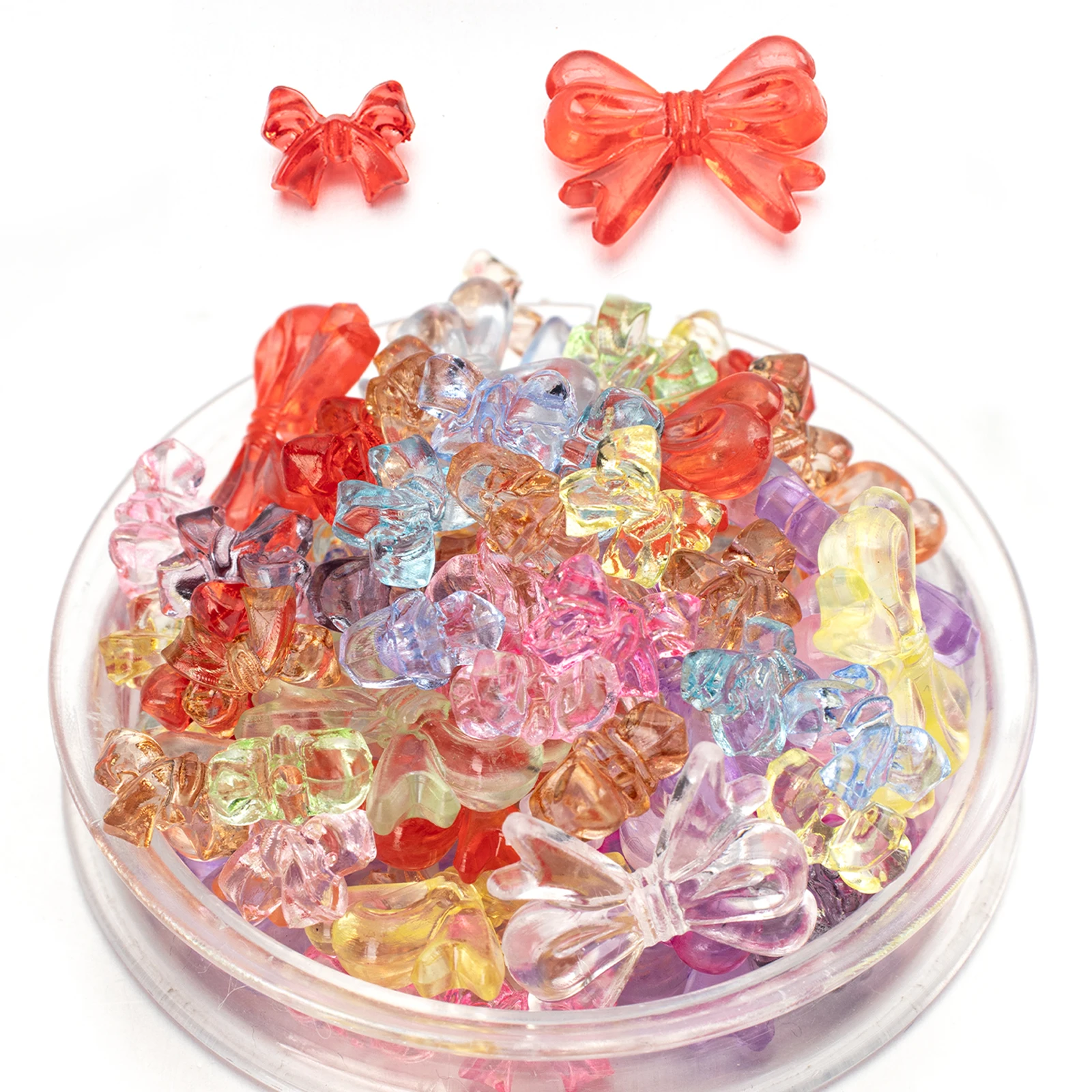 5/30/50Pcs Bow Beads AB Colorful Plated Bowknot Spacer Beads For DIY Jewelry Making Bracelet Necklace Phone Chain Accessories