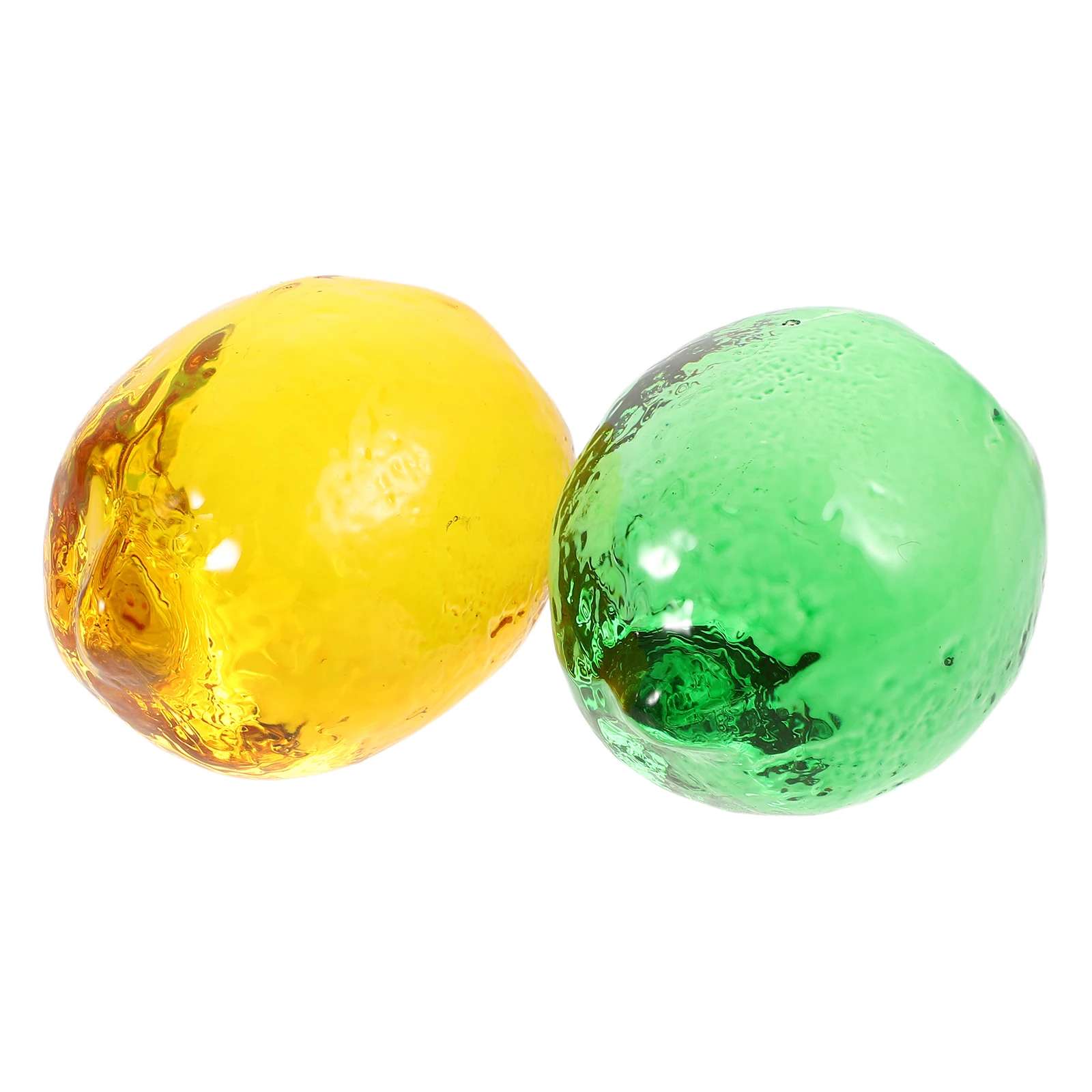 

2Pcs Glass Lemon Statues Decorative Fruit Table Centerpieces Kitchen Dining Room Decor Office Desk Artificial Lemon Accent