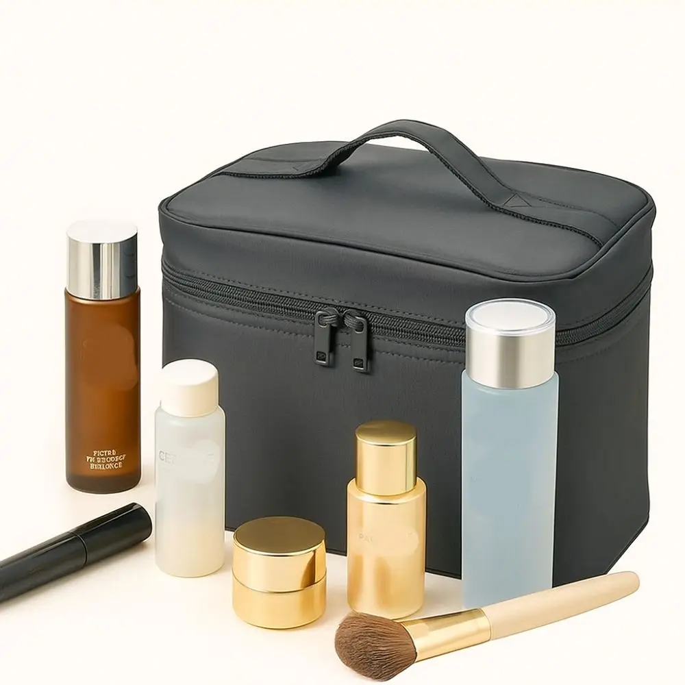 

Portable Japanese Style Women's Makeup Bag Handheld Large Capacity Cosmetics Bag Handbag Black Washing Storage Bag Women/Men