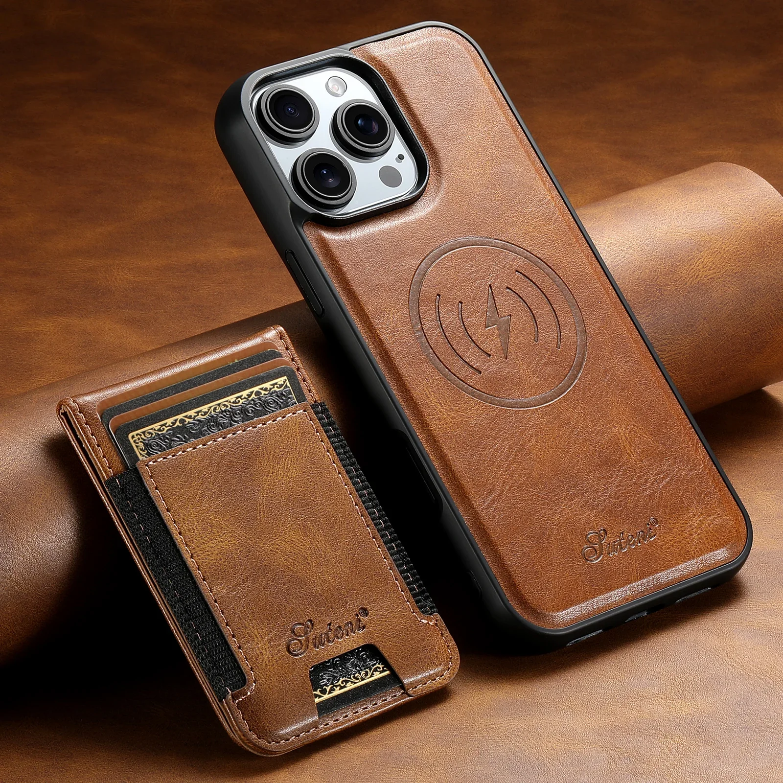 

High Quality Busine Sle Faux Leather Phone Case for IPhone 16 15 14 13 12 Plus ProMax Wireless Charging Magnet Card Holder Cover