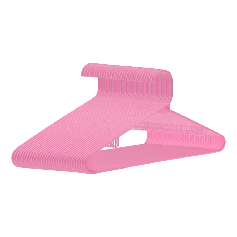

Plastic Coat Hangers for Closet Clothing Coats Pants 30 Packs Pink