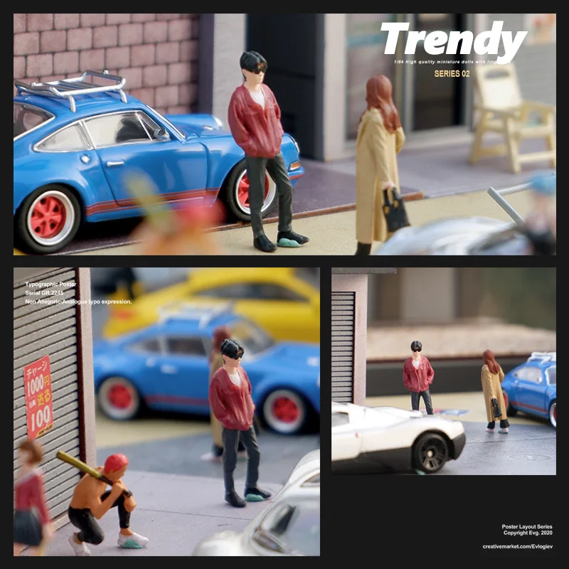 1:64 Anime Sunglasses Boy Mini Doll Figure Model miniature Photography props Scene Model DIY Sand table landscaping ornament