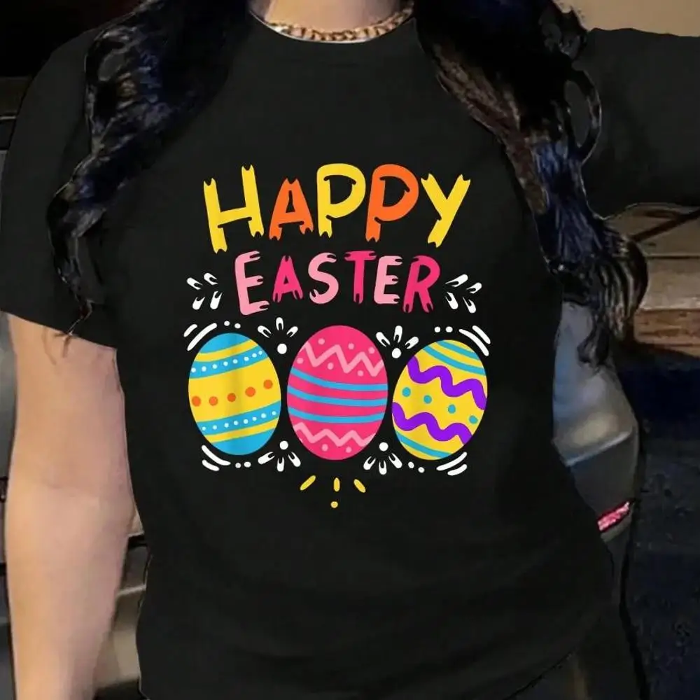 100_ Cotton Happy Easter Day Colorful Egg Hunting Cute Shirt T-Shirt Men s Women s Soft Breathable Tee Classic Fashion Summer Tops Printing Short