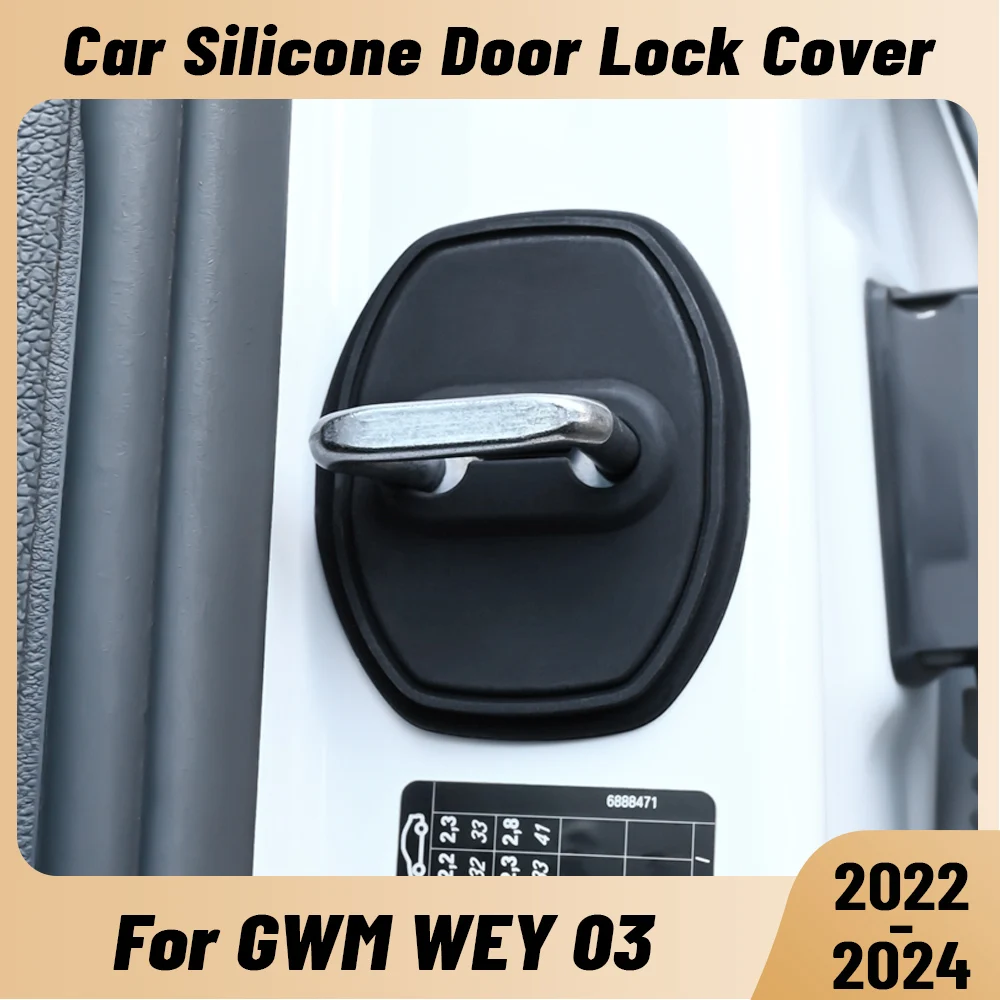 For GWM WEY 03 2022-2024 Car Door Shock Absorber Door Lock Protector Silicone Auto Door Lock Latches Cover Accessories