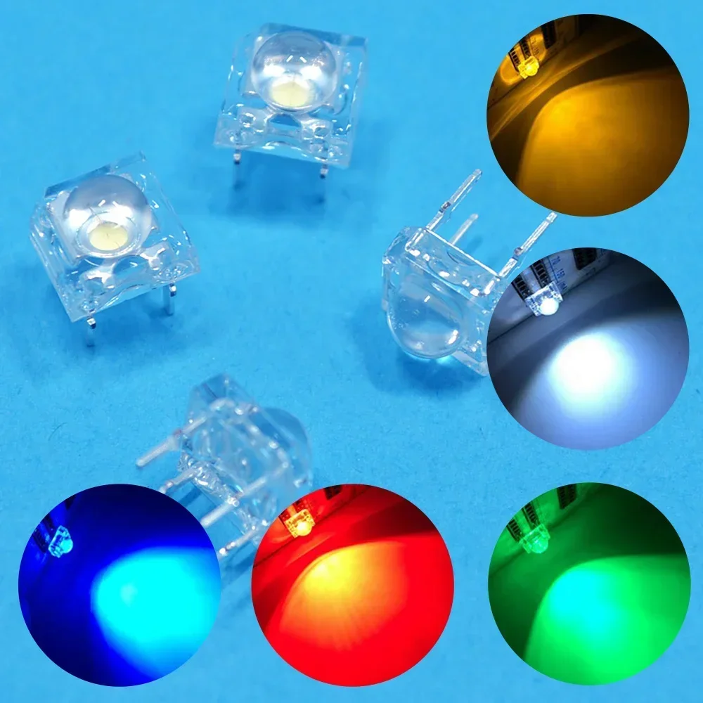 100Pcs Min F5 5mm Red Green Blue White Yellow Dome Flux Water Clear Piranha 1.9~3.4V Lamp Bead Light DIY Emitting Diode Led Bulb