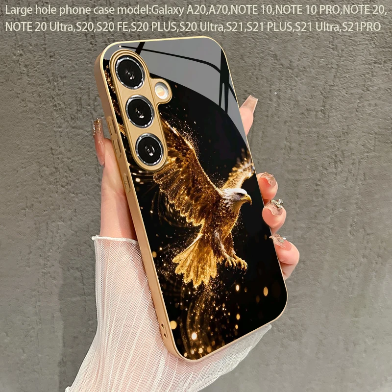 2D Golden Eagle Spread Wings Pattern Mobile Phone Case for Samsung S26 S25 S24 S23 S22 S21 S20 A56 Gold Glass Protective Cover view 6